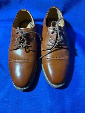 Freeman boys brown lace up oxford dress shoes